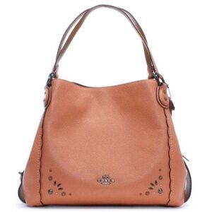 COACH Women's Leather Prairie Rivets Edie 31 Peach/Blush Shoulder Purse
